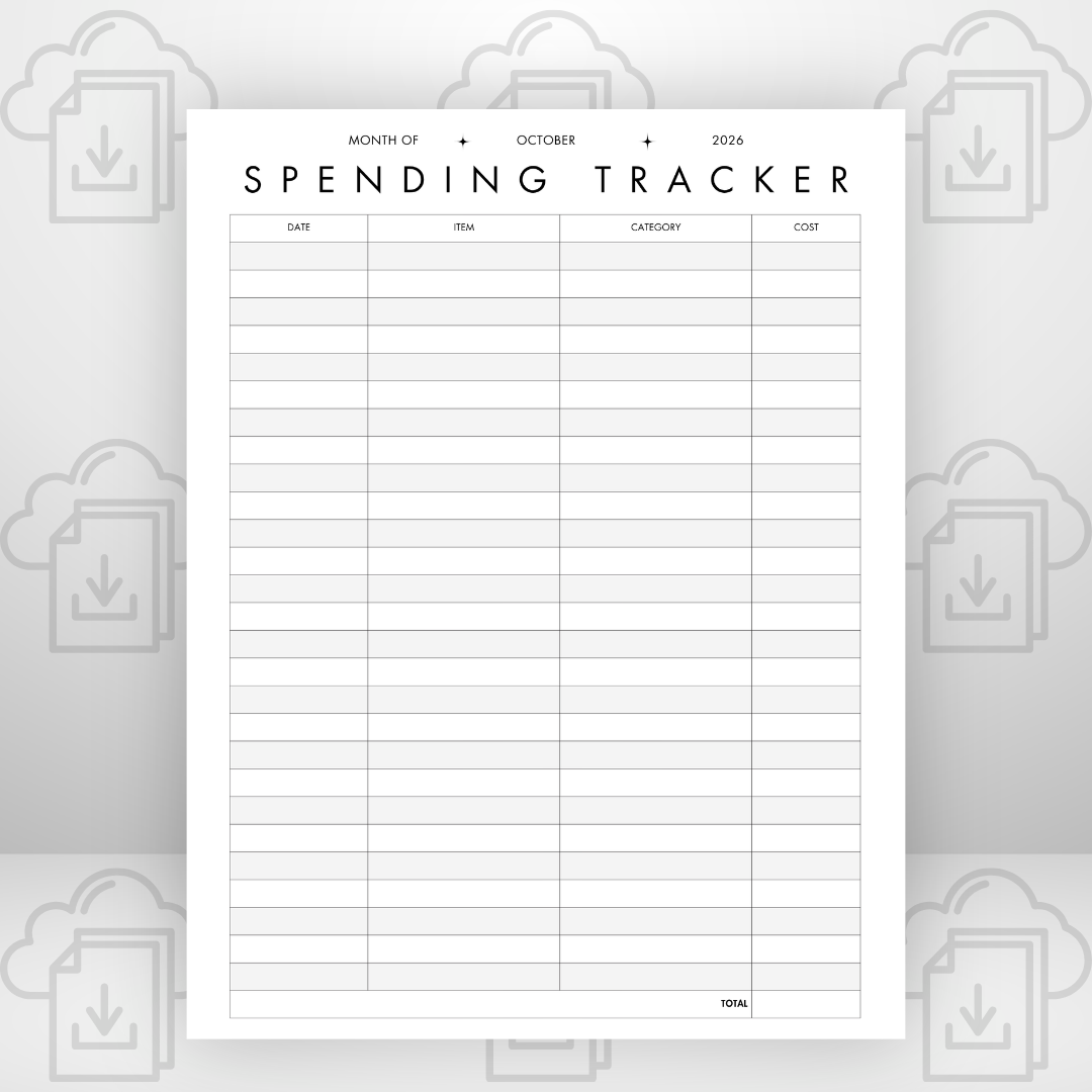 October No Spend & Spending Tracker 8.5 x 11 pdf - FREE DIGITAL DOWNLOAD
