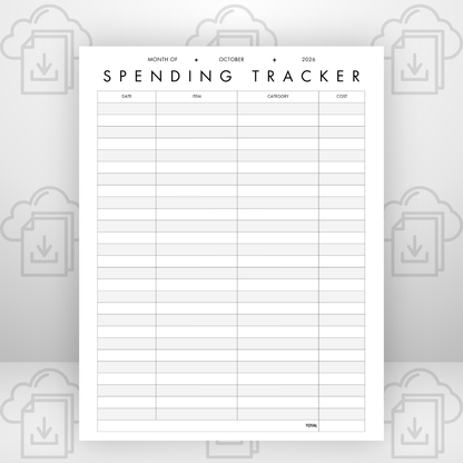 October No Spend & Spending Tracker 8.5 x 11 pdf - FREE DIGITAL DOWNLOAD