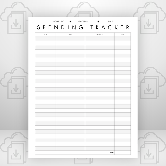 October No Spend & Spending Tracker 8.5 x 11 pdf - FREE DIGITAL DOWNLOAD