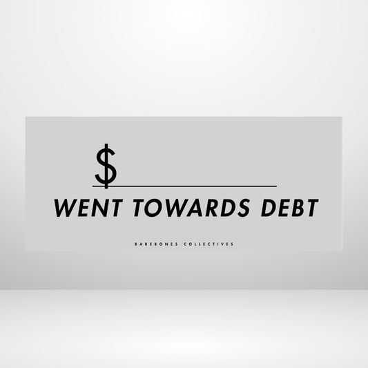 Went Towards Debt - Reverse Noir Set of 4 Cash Place Holders