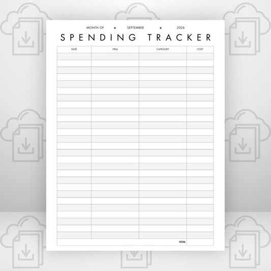 September No Spend & Spending Tracker 8.5 x 11 pdf - FREE DIGITAL DOWNLOAD