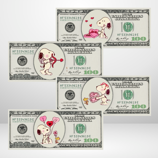 Snoopy's Valentines Cash Place Holders $100 Sets of 4