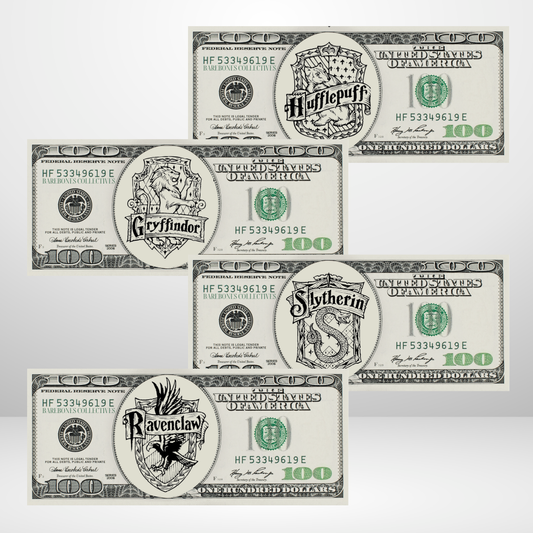 Hogwarts Houses Cash Place Holders $100 Sets of 4