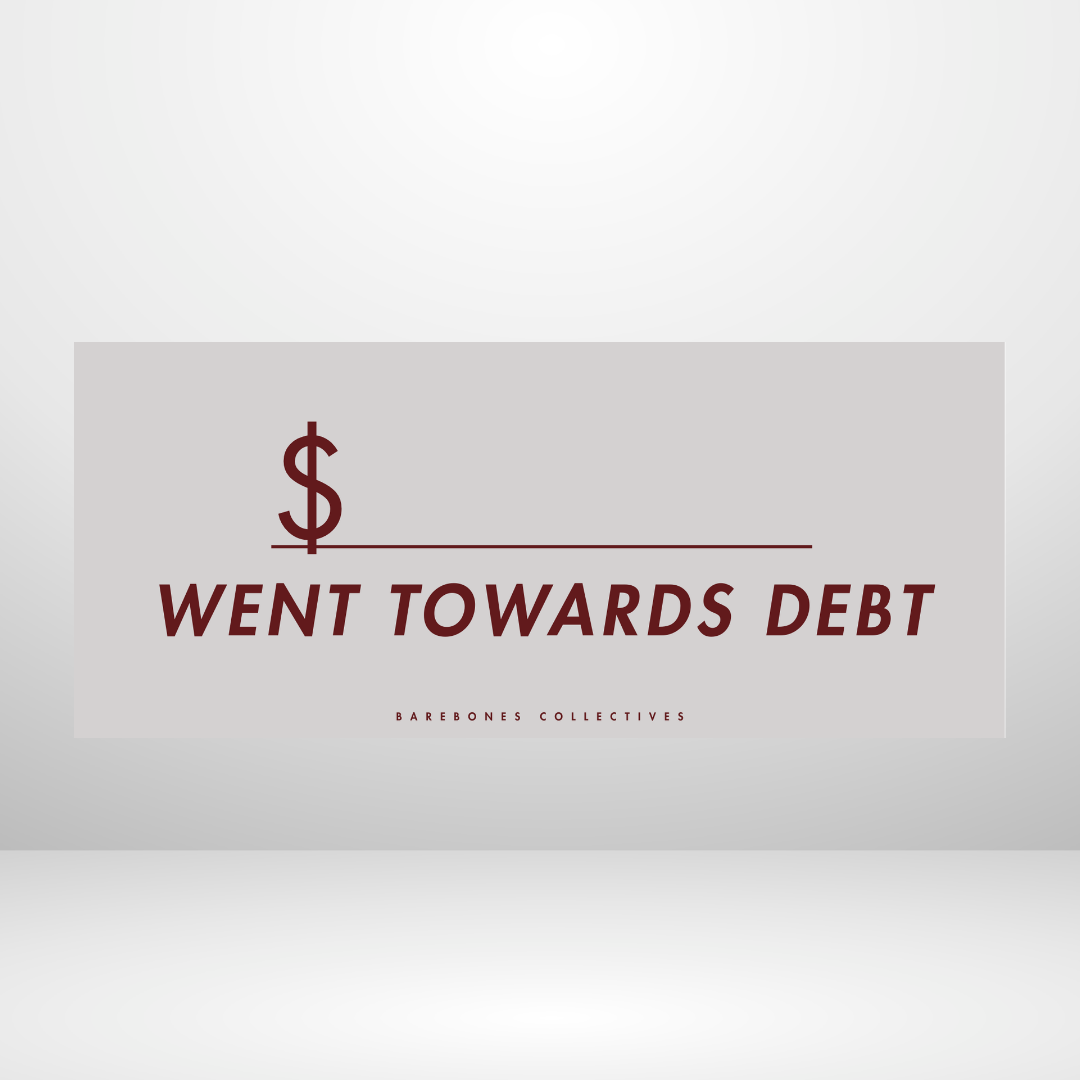 Went Towards Debt - Reverse Black Cherry Set of 4 Cash Place Holders