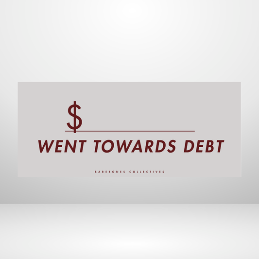 Went Towards Debt - Reverse Black Cherry Set of 4 Cash Place Holders