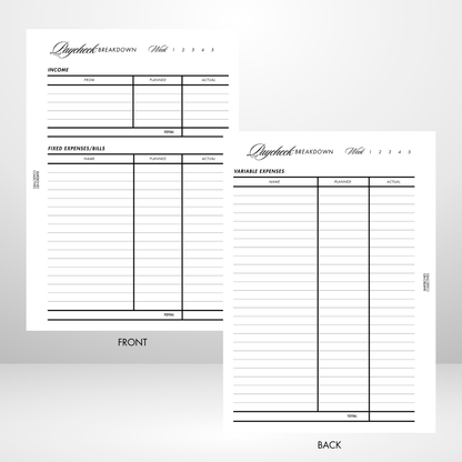 Barebones Weekly Budget Planner Fully Customizable A5 Inserts