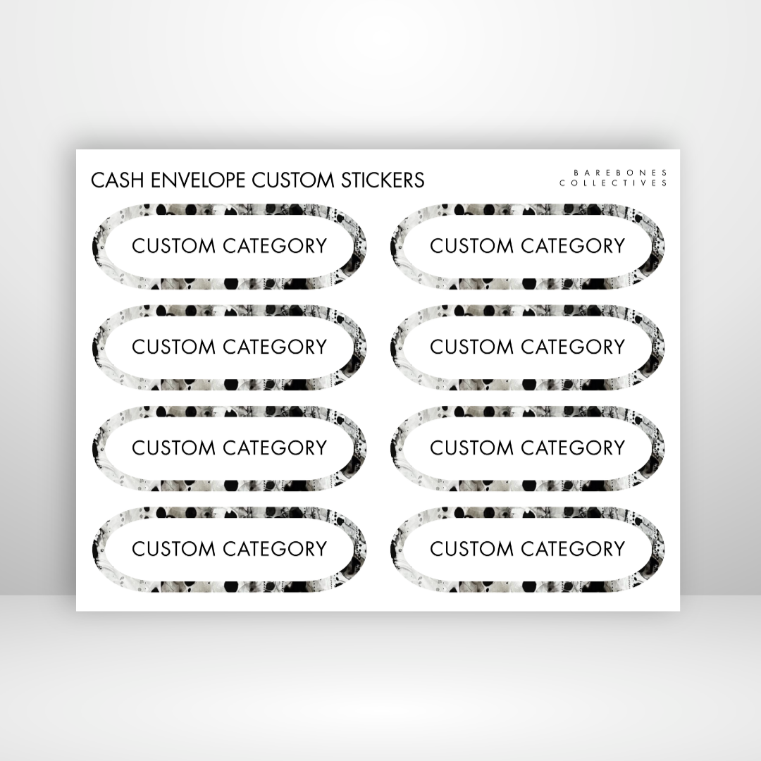 Ink blot Cash Envelopes Labels Sticker Sheet