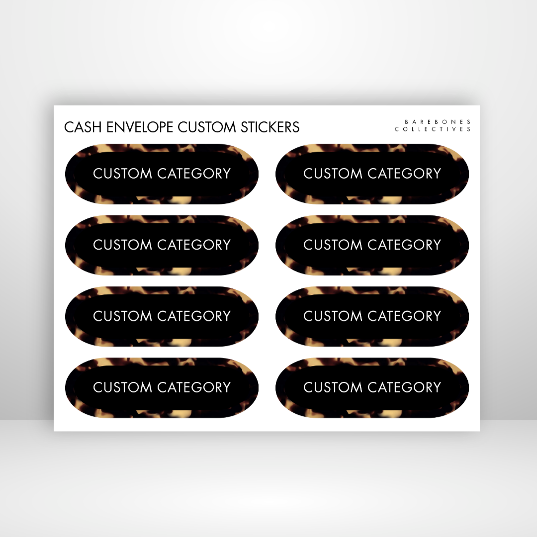 Brown Tortoiseshell Cash Envelopes Labels Sticker Sheet