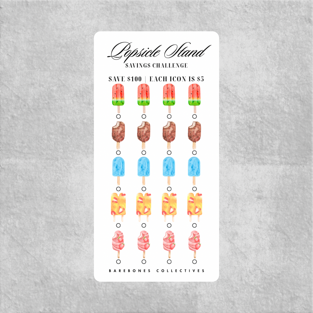 Popsicle Stand Savings Challenge Save $100