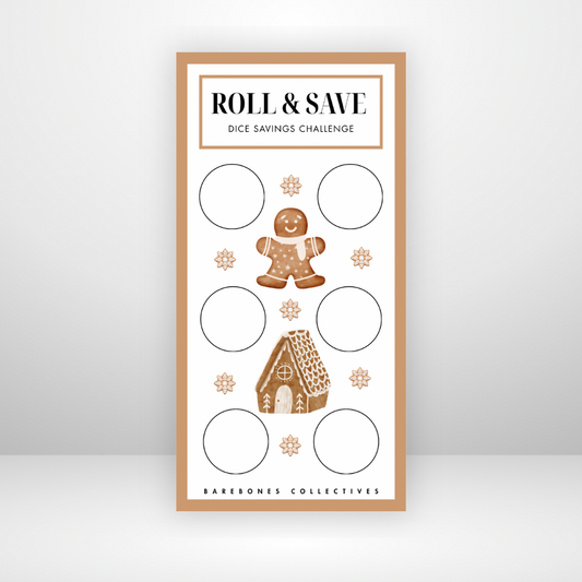 Roll the dice gingerbread Christmas 3x6 Savings Challenge Save $100