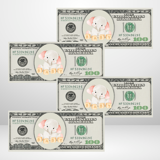 Baby Elephant Cash Place Holders $100 Sets of 4