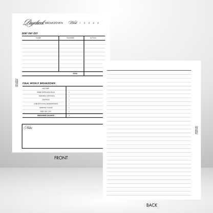 Barebones Weekly Budget Planner Fully Customizable A5 Inserts