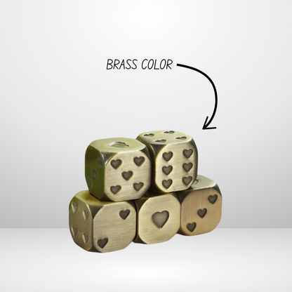 Heart Engraved Metal Dice 2pc
