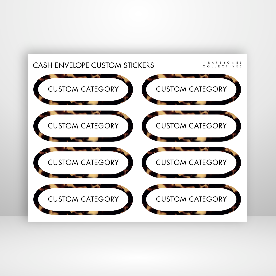 Brown Tortoiseshell Cash Envelopes Labels Sticker Sheet