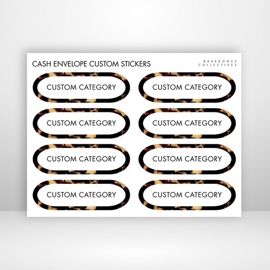 Brown Tortoiseshell Cash Envelopes Labels Sticker Sheet