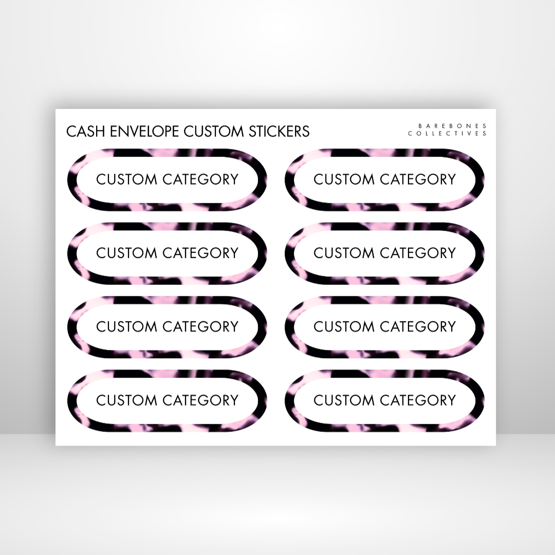 Pink Tortoiseshell Cash Envelopes Labels Sticker Sheet