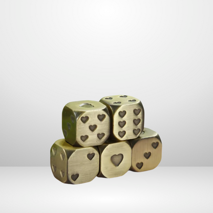 Heart Engraved Metal Dice 2pc