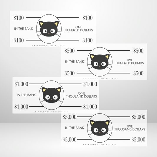 Cash Place Holders $100-$5,000 Sets of 4