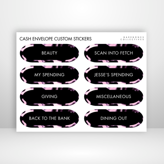 Pink Tortoiseshell Cash Envelopes Labels Sticker Sheet