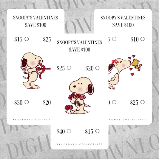 Snoopy's Valentines Savings Challenge Set DIGITAL DOWNLOAD