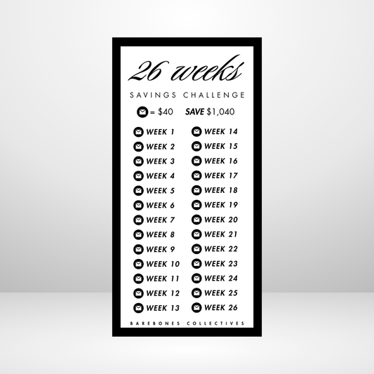 26 Weeks Barebones Savings Challenge