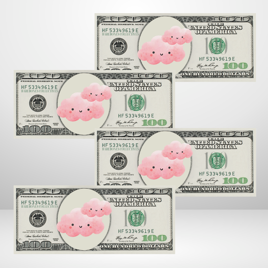 Pink Clouds Cash Place Holders $100 Sets of 4