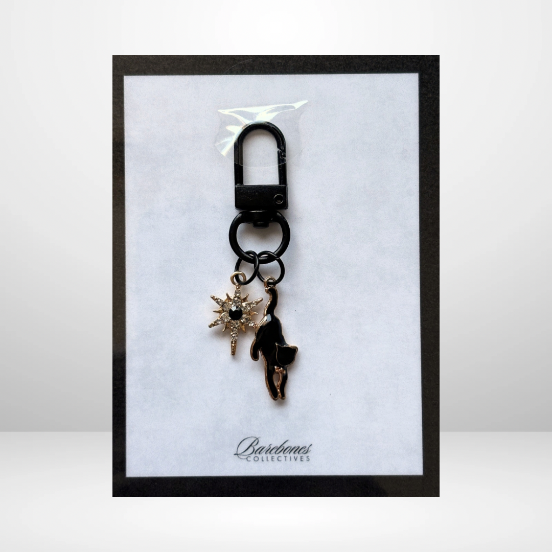 Mystical Black Cat Black Dangle Charm