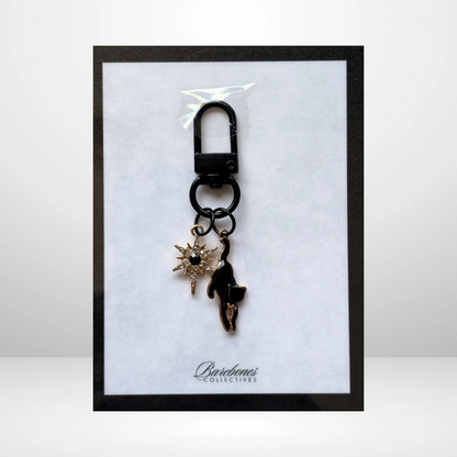 Mystical Black Cat Black Dangle Charm