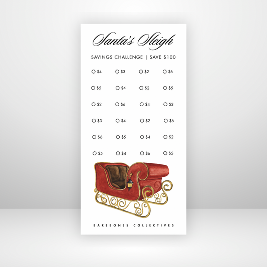 Santa’s Sleigh Christmas 3x6 Savings Challenge Save $100