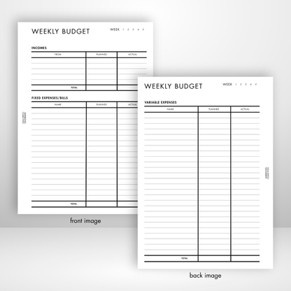 Weekly Budget Barebones Inserts vol. 3 Set of 3