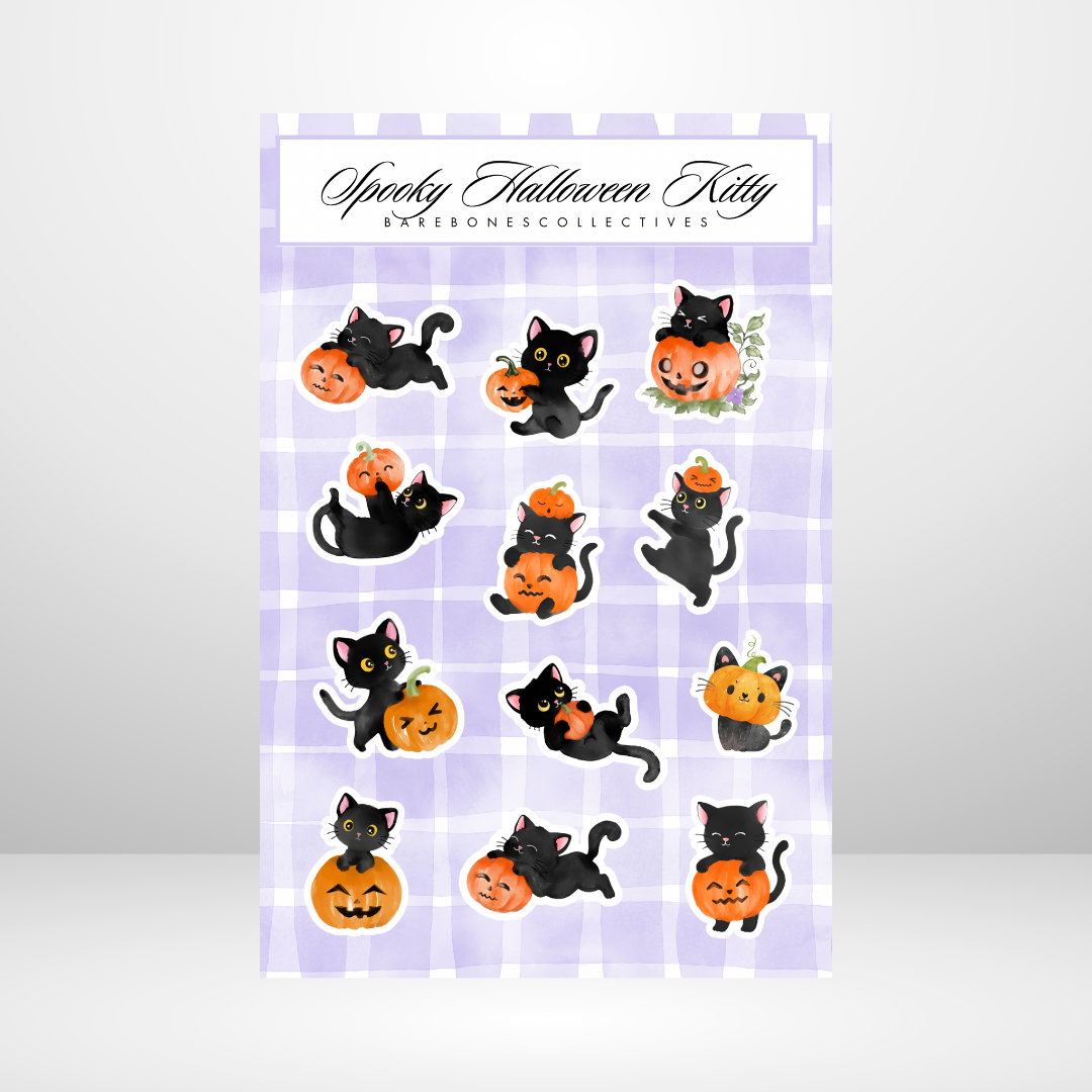 Spooky Halloween Kitty’s 4x6 Sticker Sheet