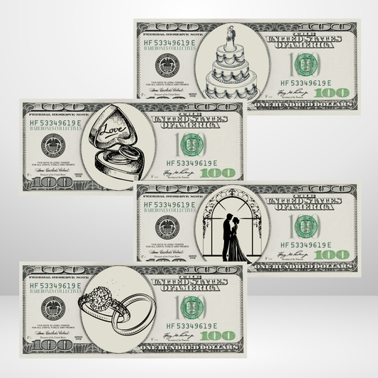 Here Comes the Bride Cash Place Holders $100 Sets of 4