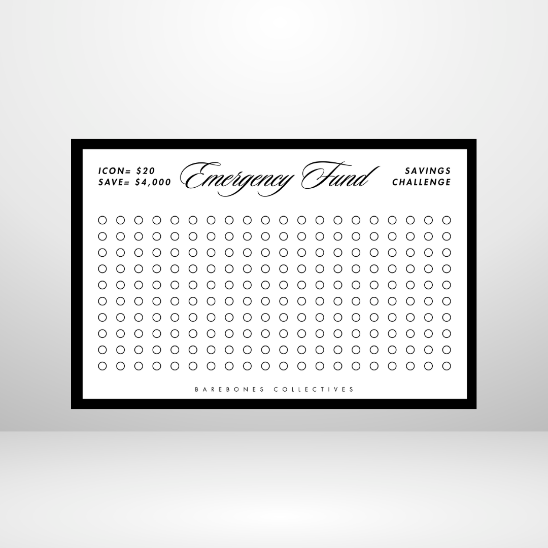 Emergency Fund Save $4k Savings Challenge A5 Size