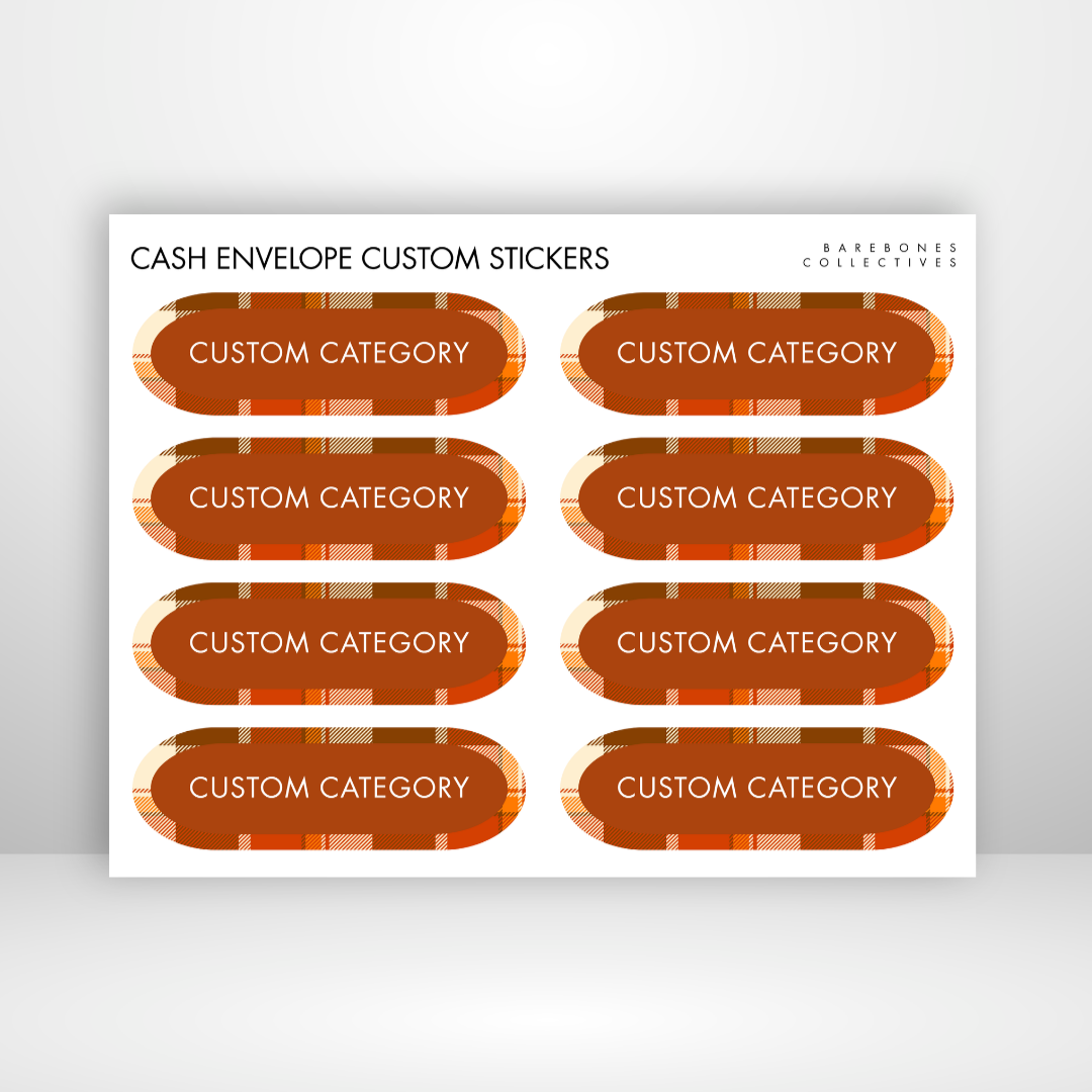 Autumn Flannel Cash Envelopes Labels Sticker Sheet