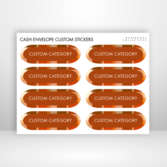 Autumn Flannel Cash Envelopes Labels Sticker Sheet