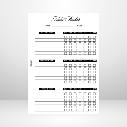 Habit Tacker Style 2 Page A5 Inserts
