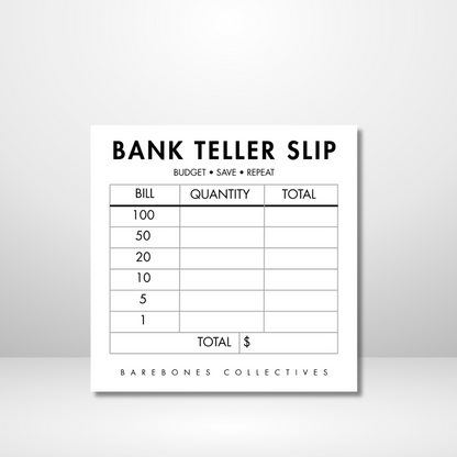 Bank Teller Slip Note pad