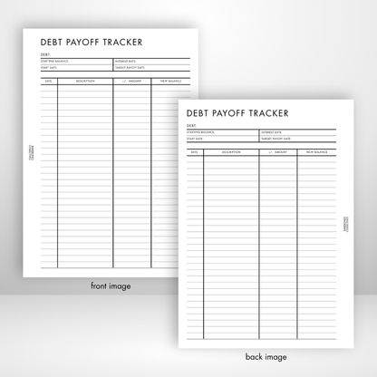 Debt Payoff Tracker Barebones Inserts vol. 3 Set of 3