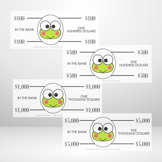 Keroppi Cash Place Holders $100-$5,000 Sets of 4