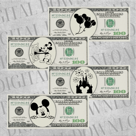 DIY Set of 4 Cash Place Holders $100 DIGITAL DOWNLOAD