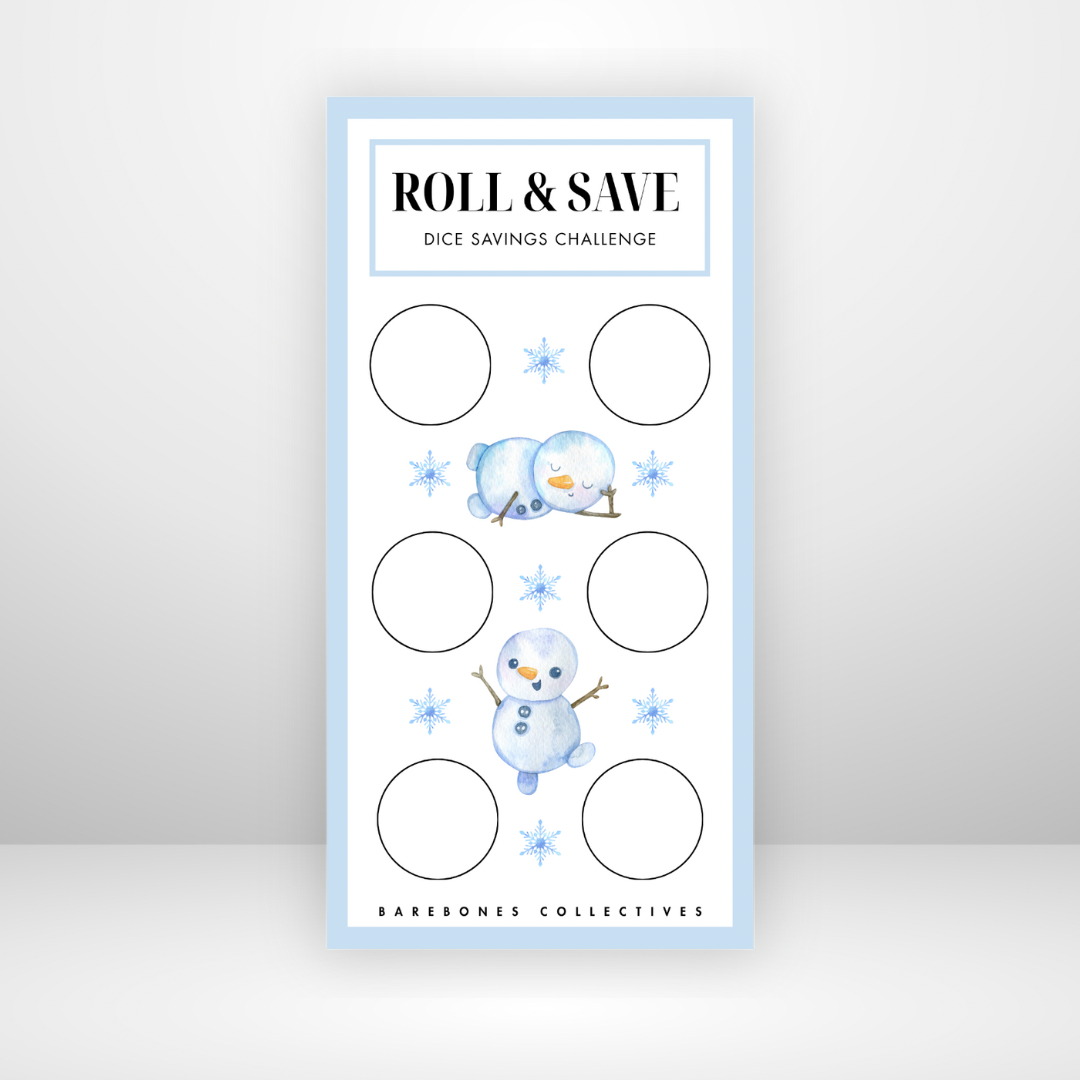 Roll the dice Snowmen Christmas 3x6 Savings Challenge Save $100