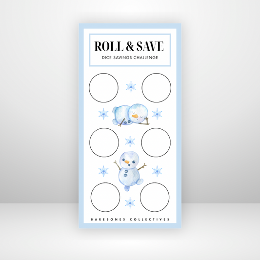 Roll the dice Snowmen Christmas 3x6 Savings Challenge Save $100