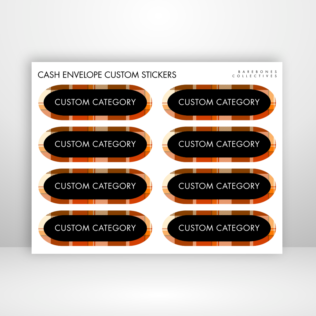 Autumn Flannel Cash Envelopes Labels Sticker Sheet