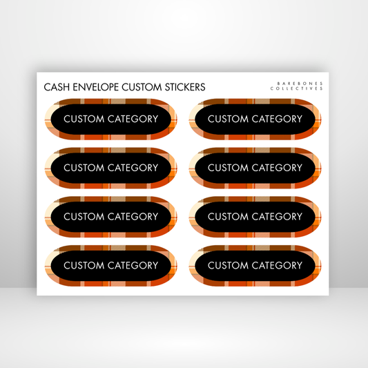 Autumn Flannel Cash Envelopes Labels Sticker Sheet
