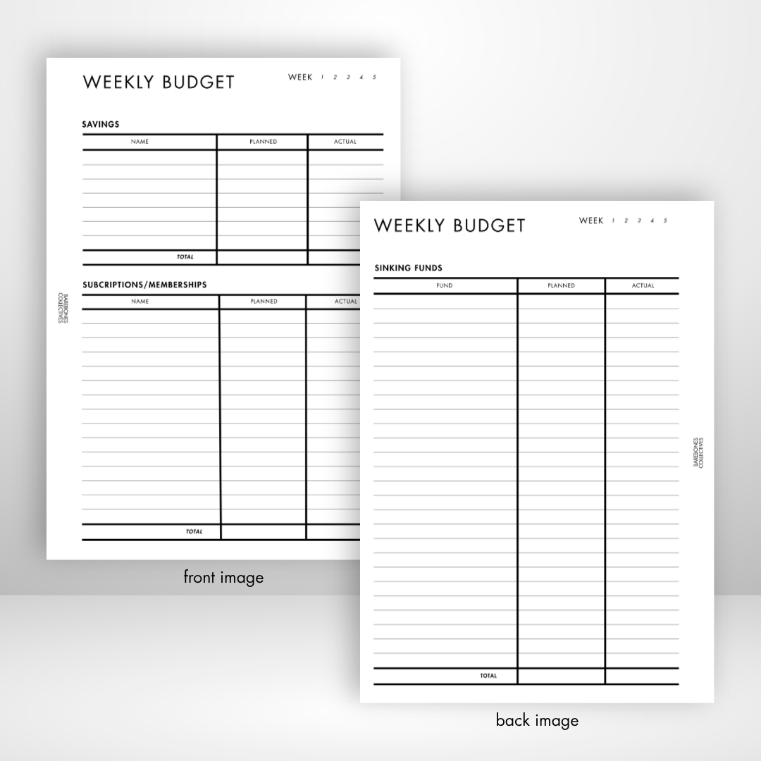 Weekly Budget Barebones Inserts vol. 3 Set of 3