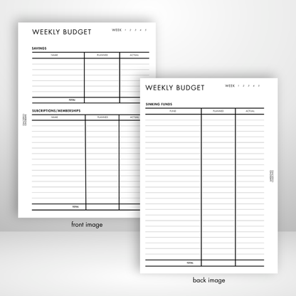 Weekly Budget Barebones Inserts vol. 3 Set of 3