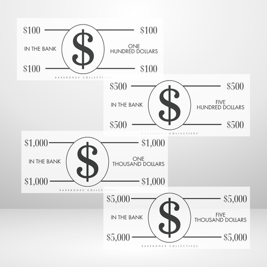 Money Sign Cash Place Holders $100-$5,000 Sets of 4