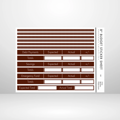 Monthly Budget Brown Polka Dots Sticker Sheets For Notebooks
