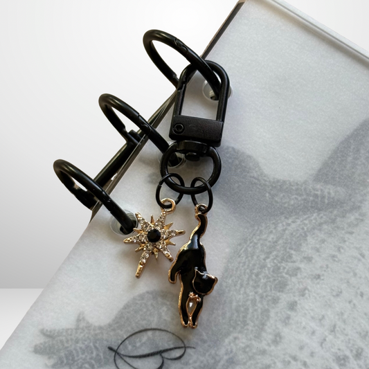 Mystical Black Cat Black Dangle Charm