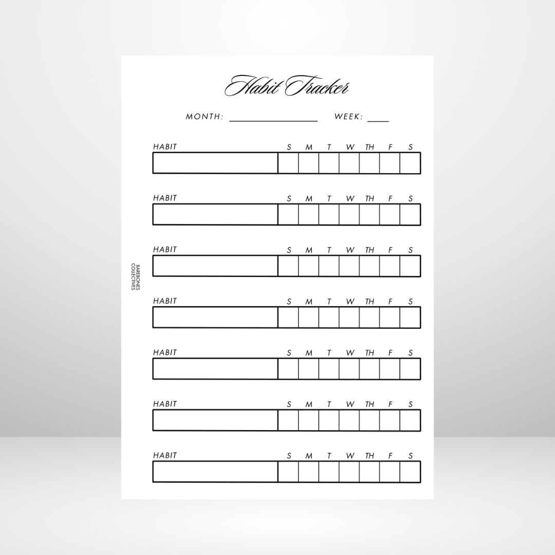 Habit Tacker Style 1 Page A5 Inserts